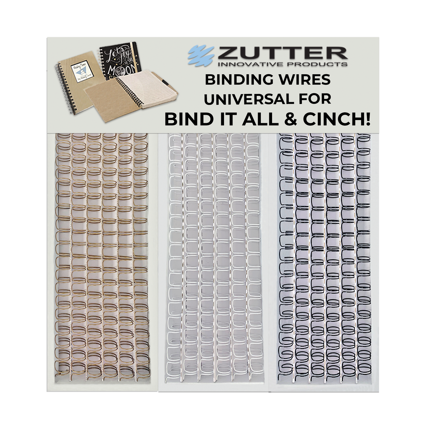 Zutter Variety Pack Owire 12" inch length with 24 loops, Includes 6 Antique Brass, 6 White and 6 Black (5 sizes available)