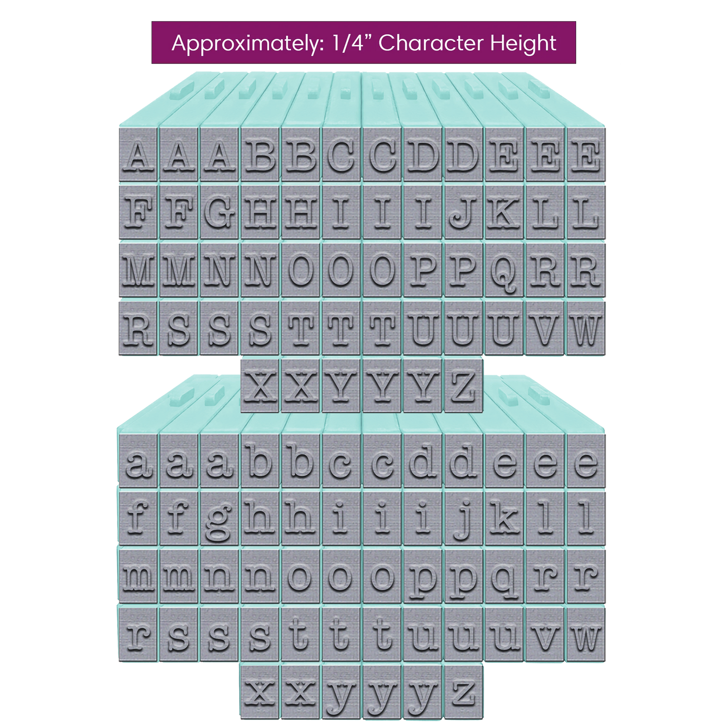 PEGZ Alphabet Stamps Clickable - Connectable American Typewriter Font Uppercase & Lowercase 108 pc Medium Size