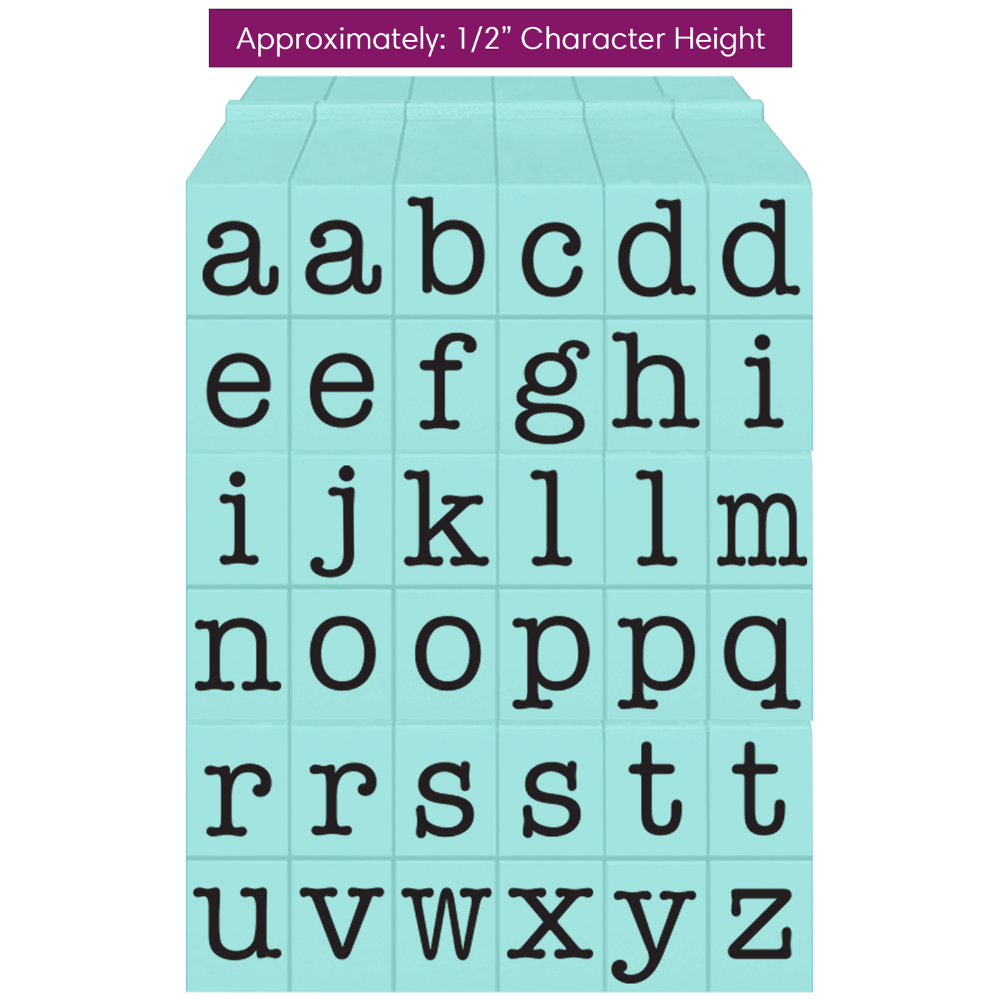 Pegz® Large Size 36-Piece American Typewriter Lowercase Alphabet Connectable Stamp Set