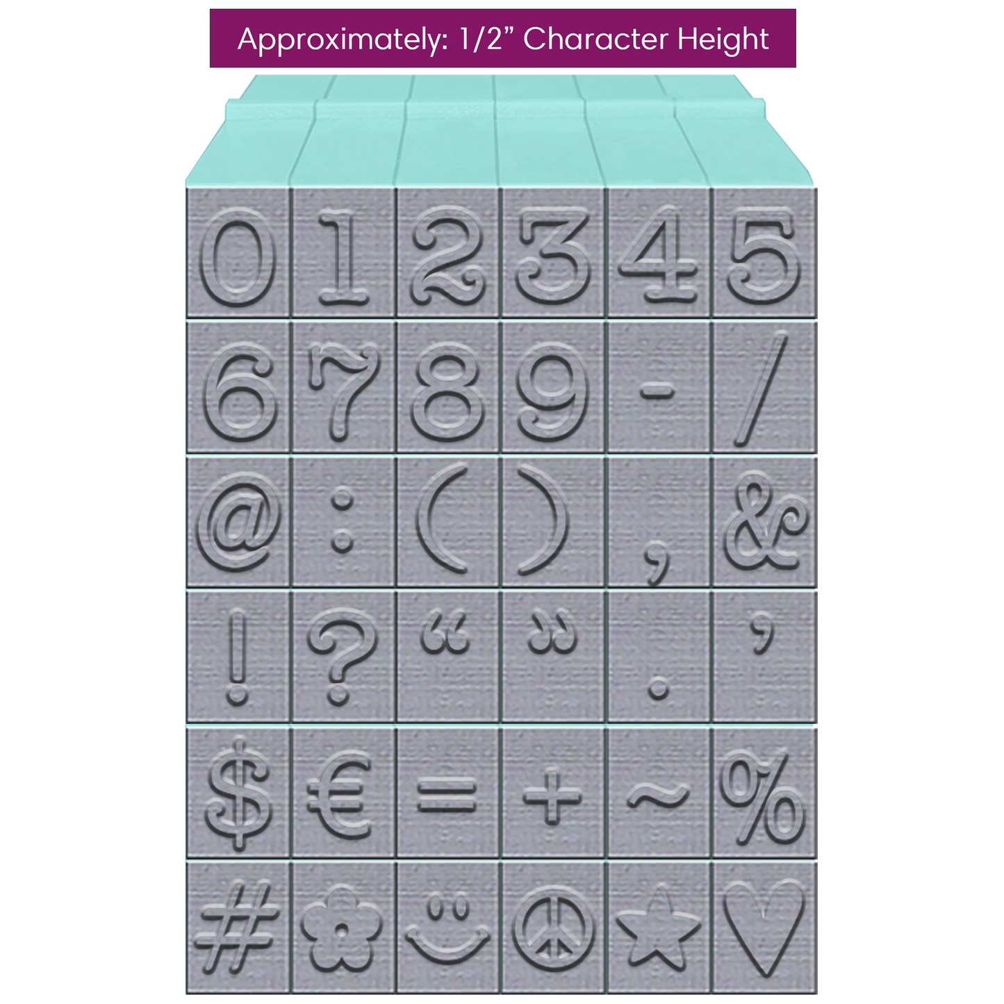 Pegz® Large Size 36-Piece American Typewriter Numbers & Symbols Connectable Stamp Set