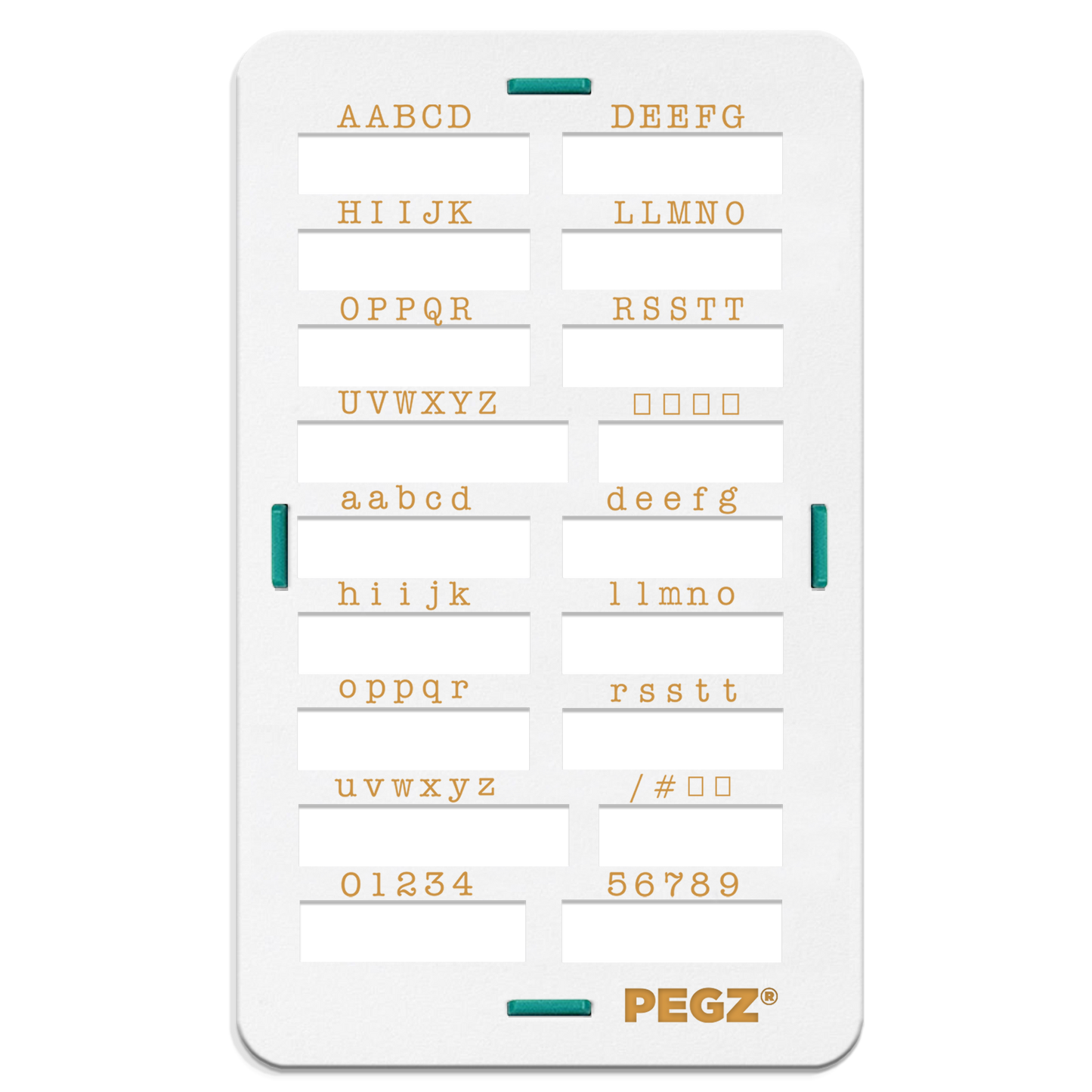 PEGZ Alphabet Stamps Clickable - Connectable American Typewriter Font Uppercase, Lowercase & Numbers 90 pc Medium Size with Organizer