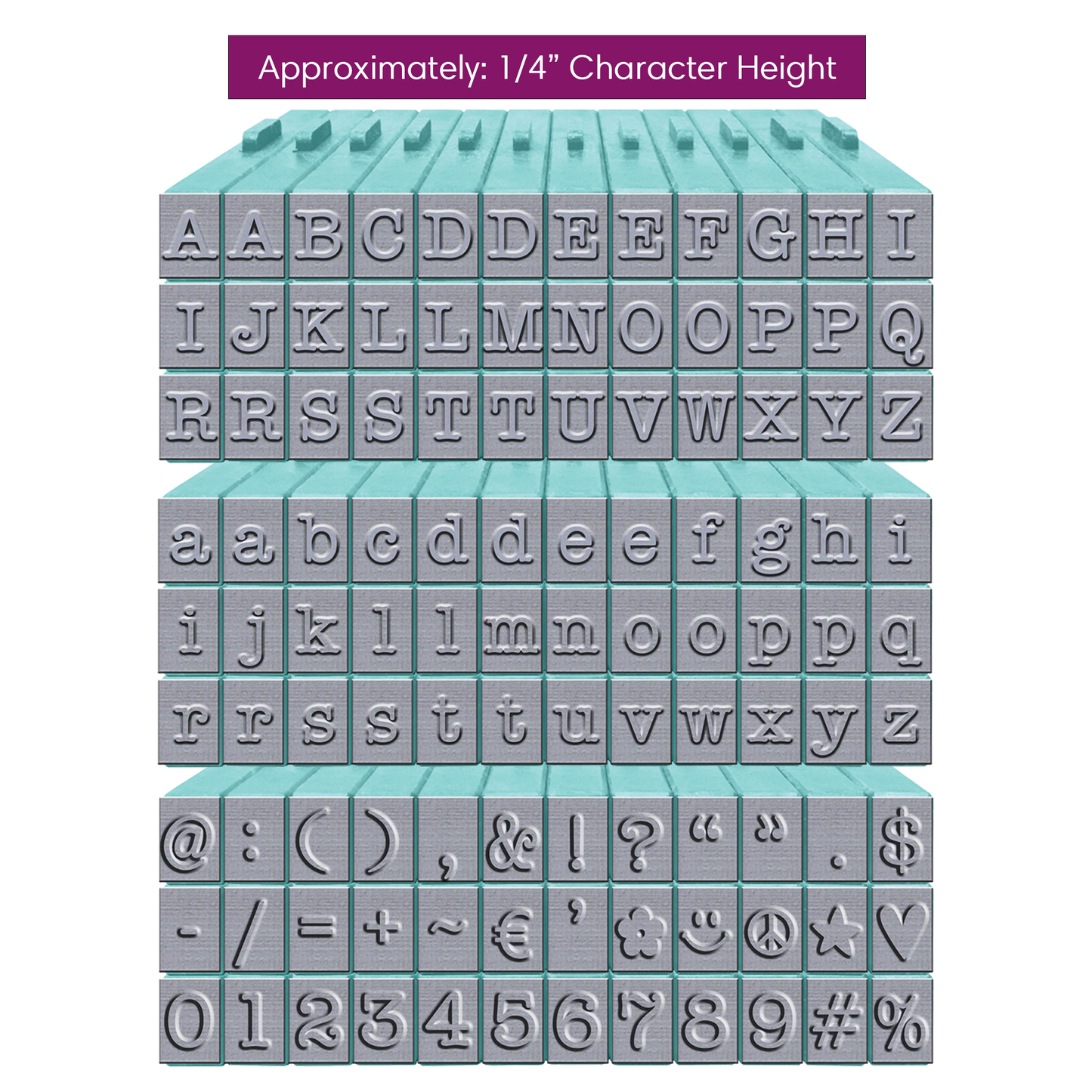 Pegz® Medium Size 108-Piece American Typewriter Alphabet, Numbers and Symbols Connectable Stamps Bundle