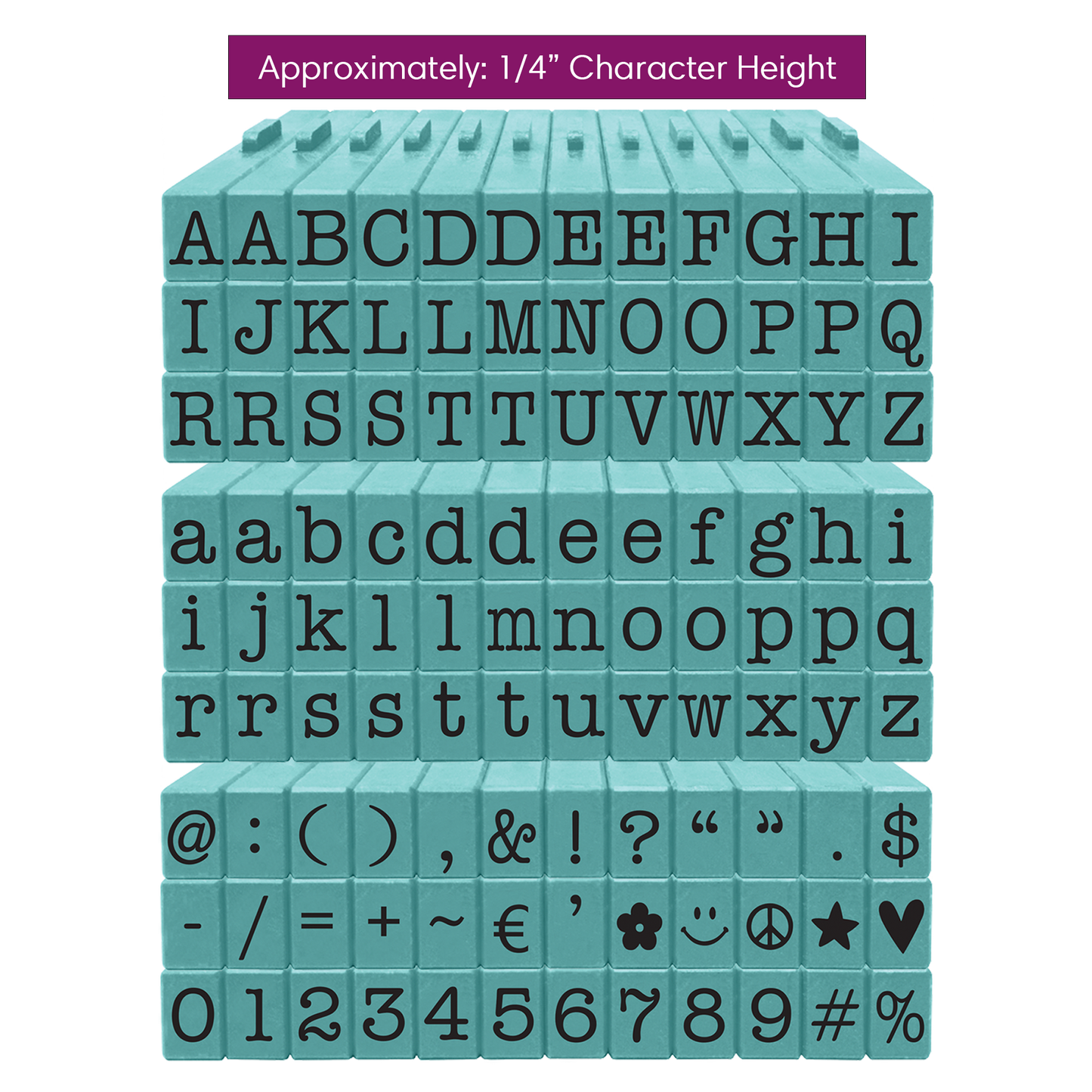 Pegz® Medium Size 108-Piece American Typewriter Alphabet, Numbers and Symbols Connectable Stamps Bundle