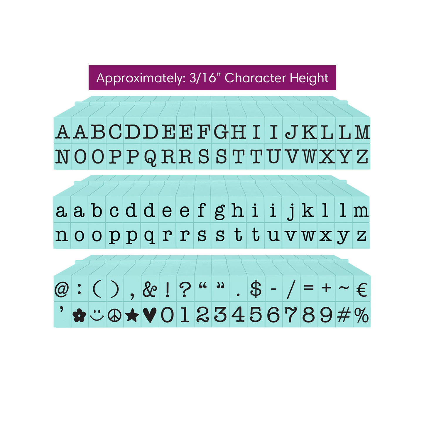 Pegz® Small Size 108-Piece American Typewriter Alphabet Connectable Stamps Bundle