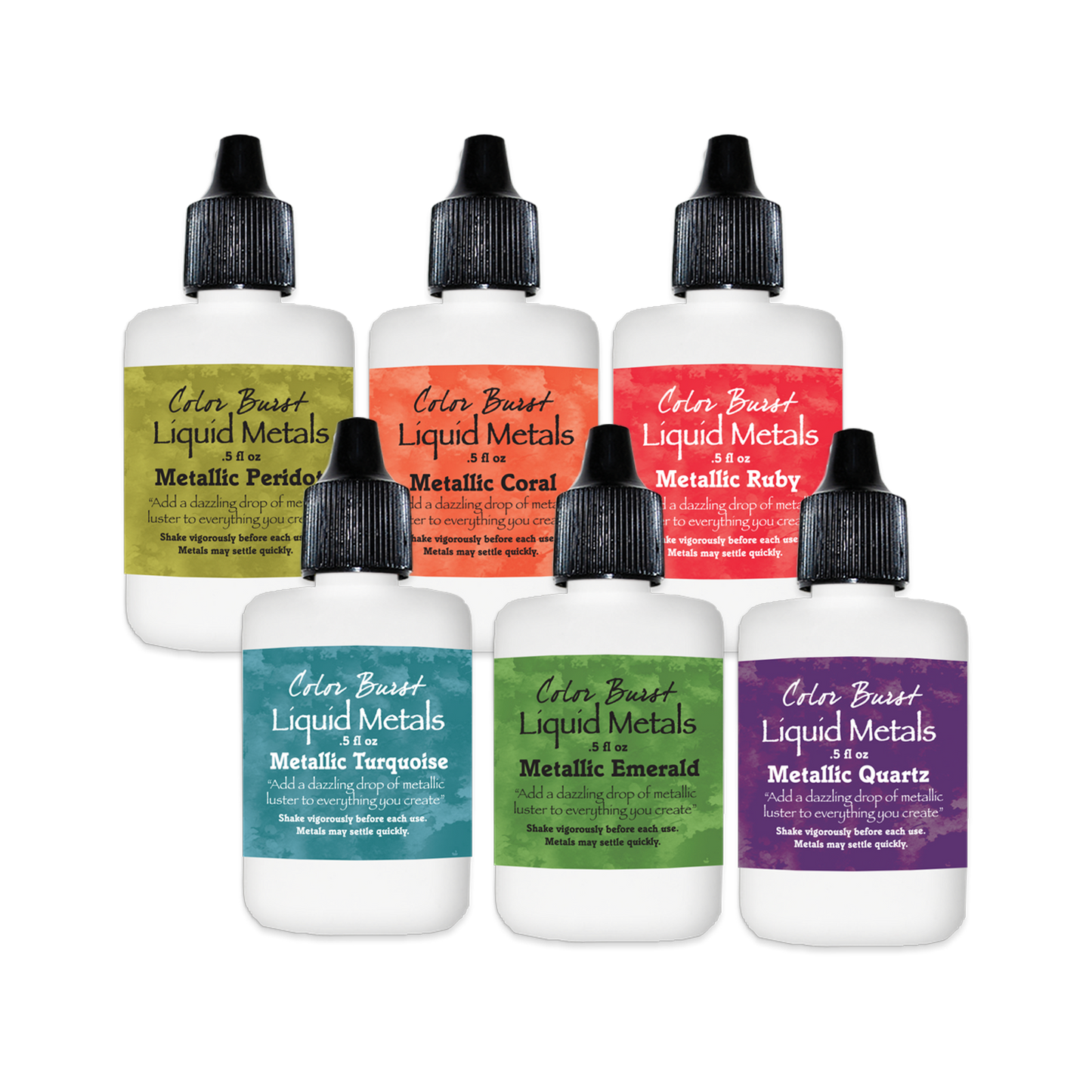 Color Burst - Liquid Metals, Shimmering Gems - Six Pack
