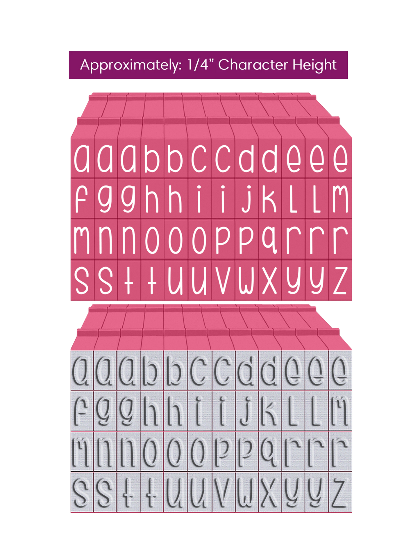 PEGZ 2.0 Alphabet Stamps Clickable Connectable Curvy Girl Font 48 Lowercase, 2 Blanks, 50 Pc Medium Size