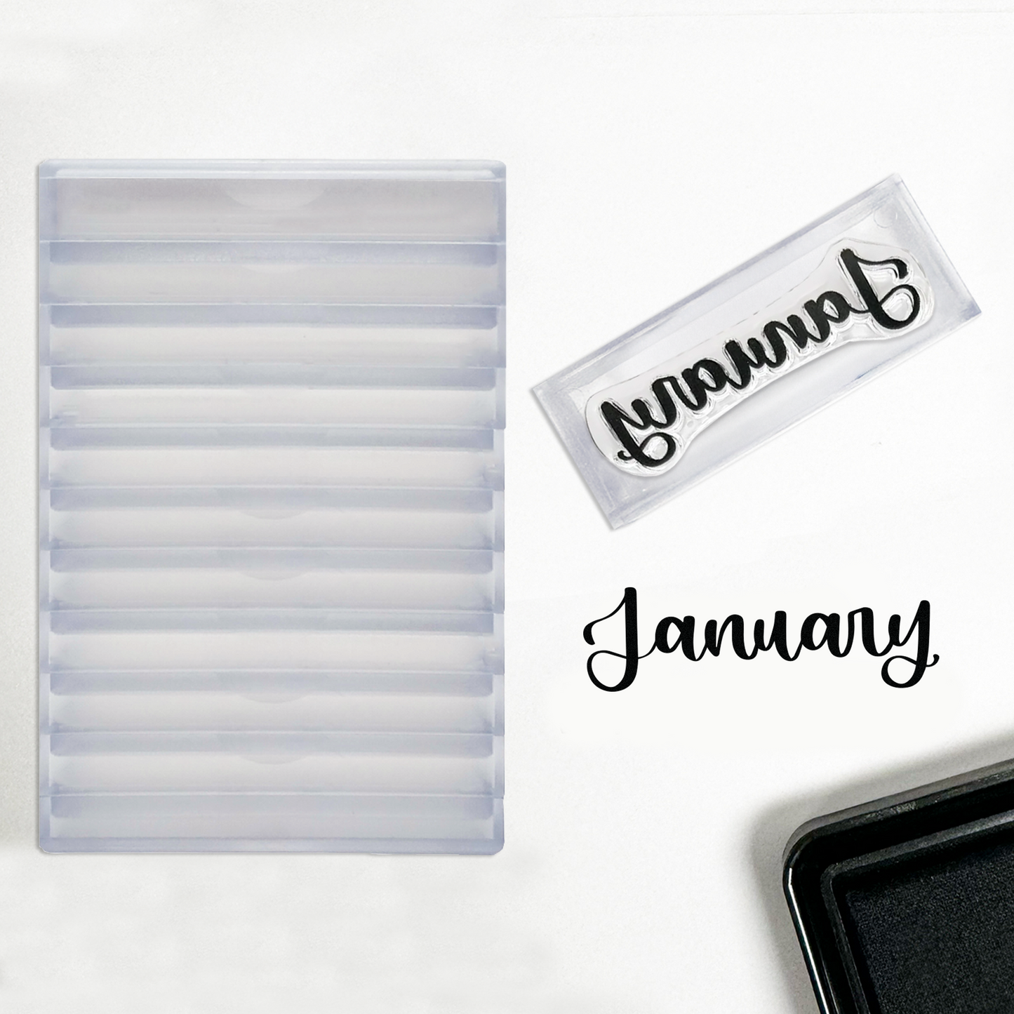 Clear Acrylic Stackable Stamping Blocks - Stack of 12 (1" x 2-1/2")