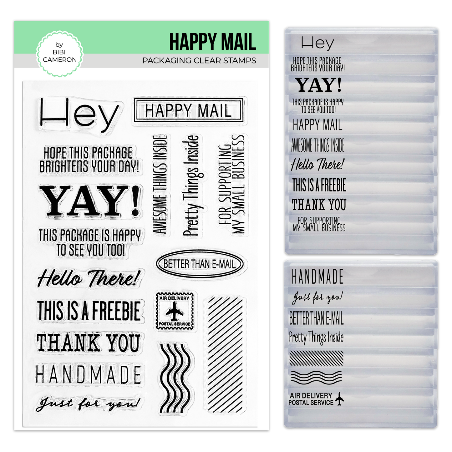 Packaging Stamps by Bibi Cameron (Happy Mail Clear Stamps with Stackable Blocks)