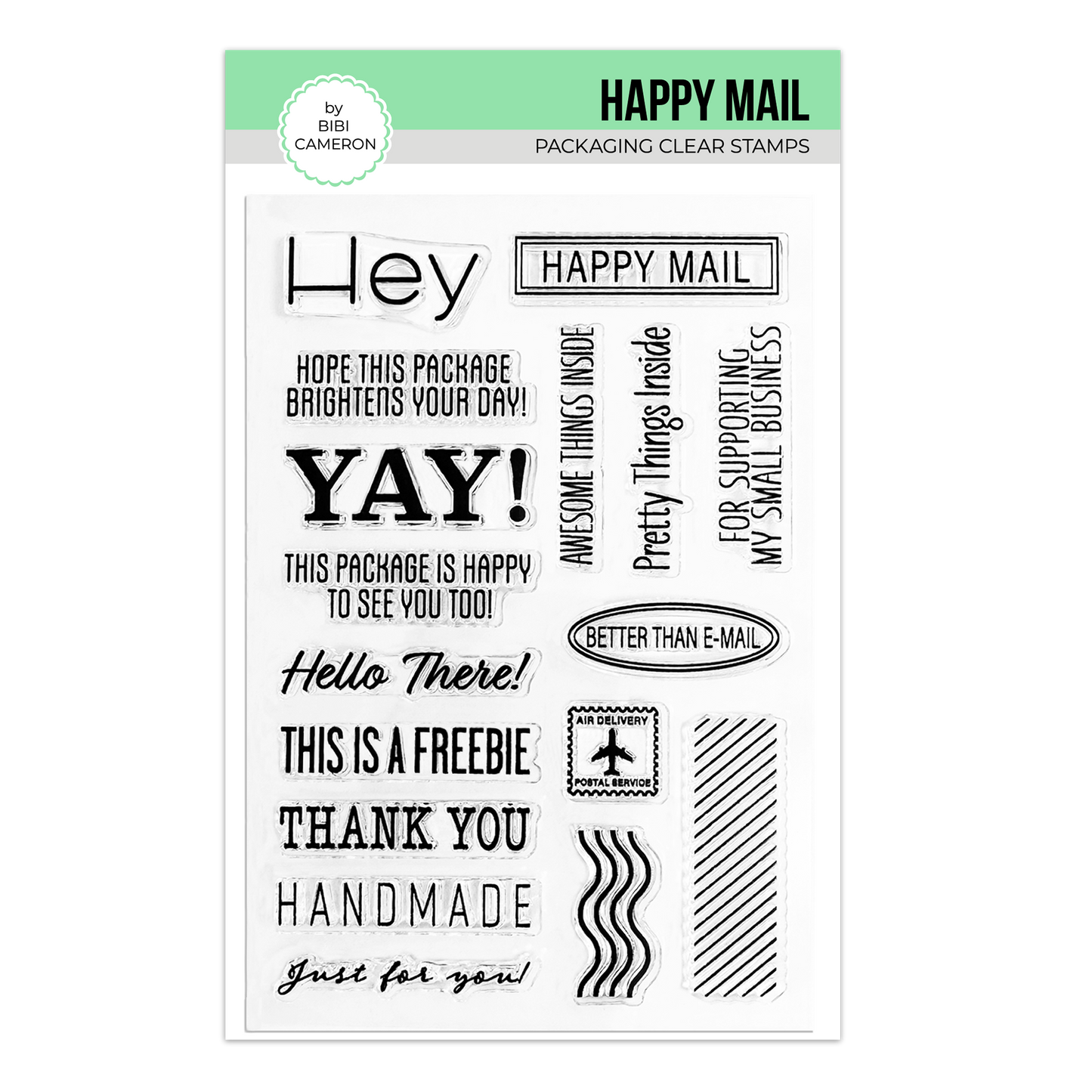 Packaging Stamps by Bibi Cameron (Happy Mail Clear Stamps)