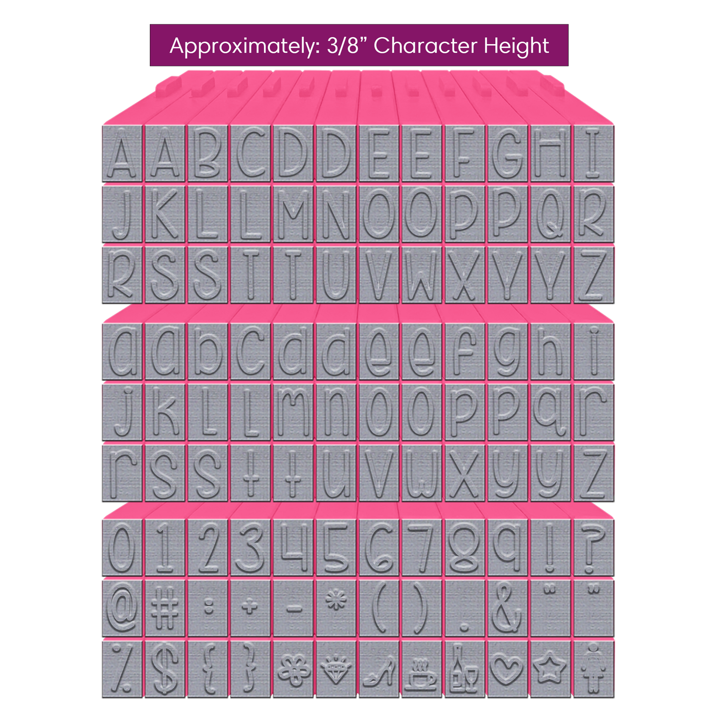 Pegz® Medium Size 108-Piece Curvy Girl Alphabet, Numbers and Symbols Connectable Stamps Bundle Set
