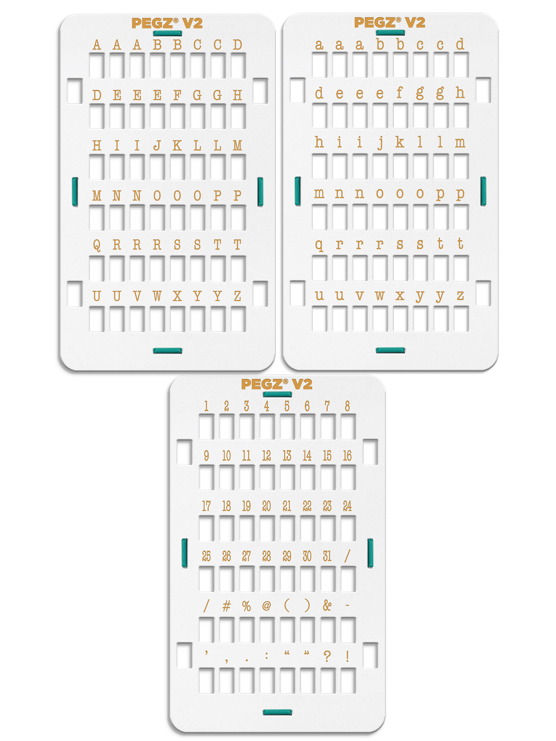 PEGZ 2.0 American Typewriter Font Attachable Stamps Uppercase, Lowercase, Numbers & Symbols 153 piece Medium Size with Organizers