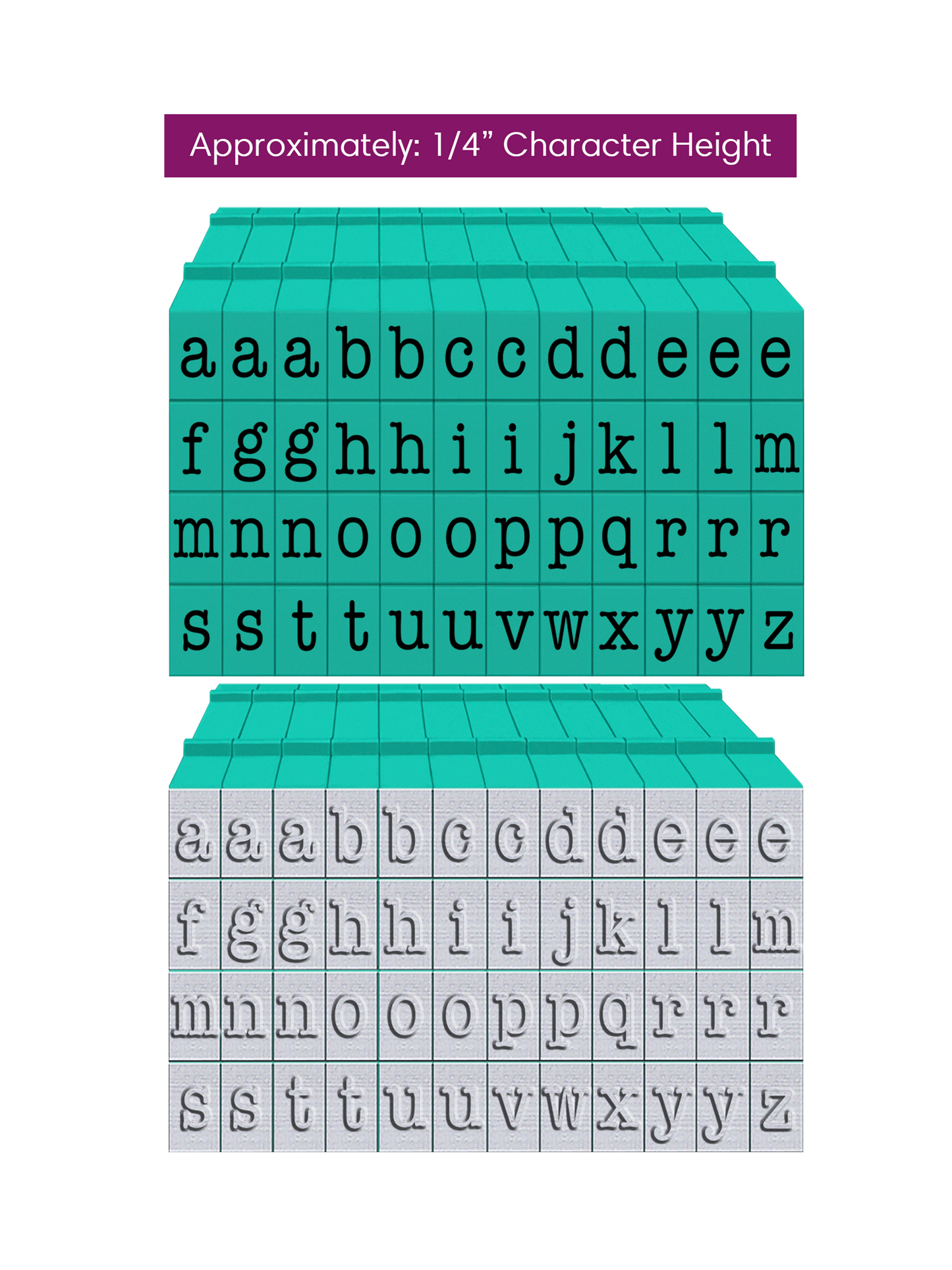 PEGZ 2.0 American Typewriter Font Attachable Stamps Lowercase 50 piece Medium Size