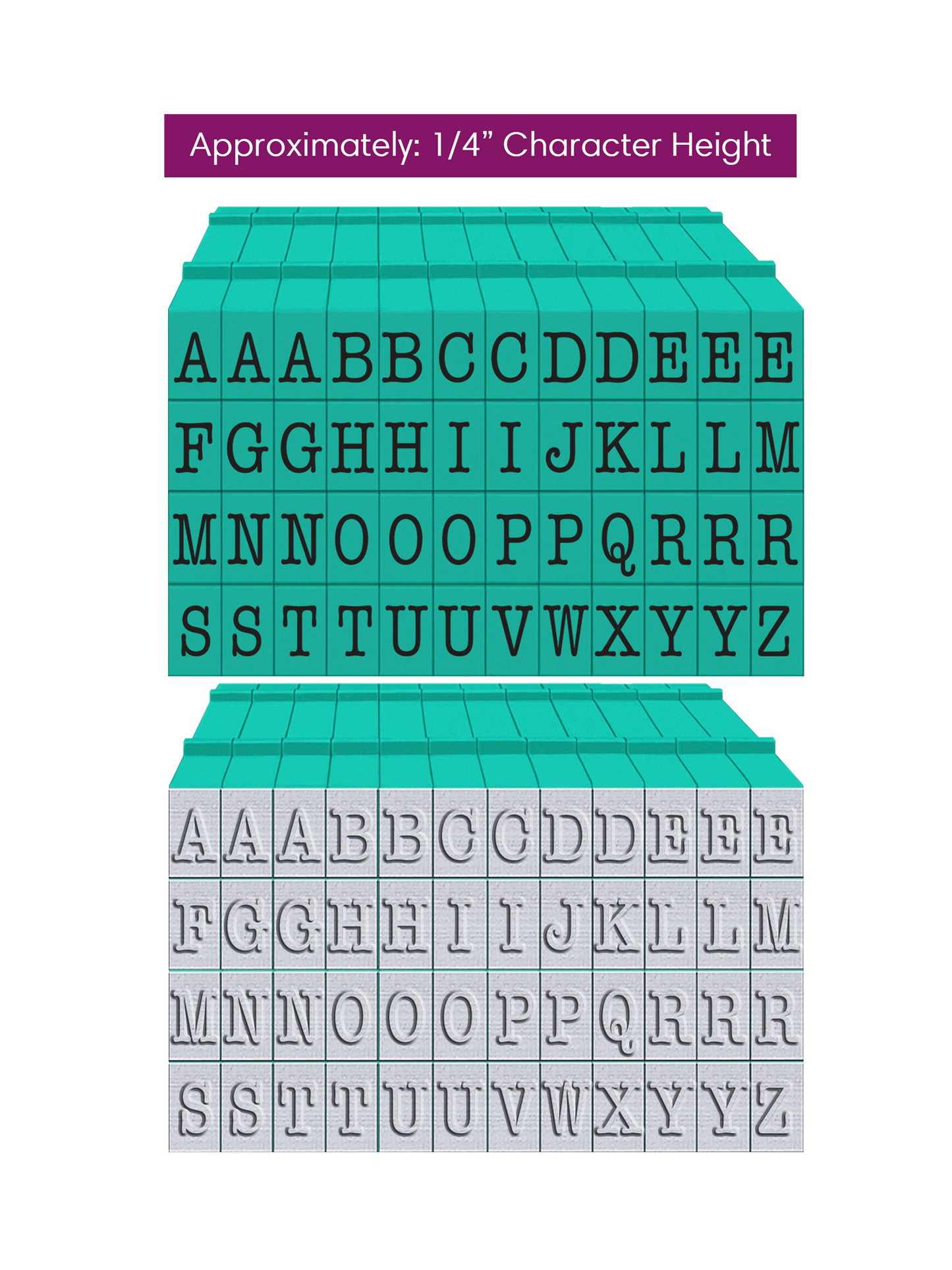 PEGZ 2.0 American Typewriter Font Attachable Stamps Uppercase 50 piece Medium Set