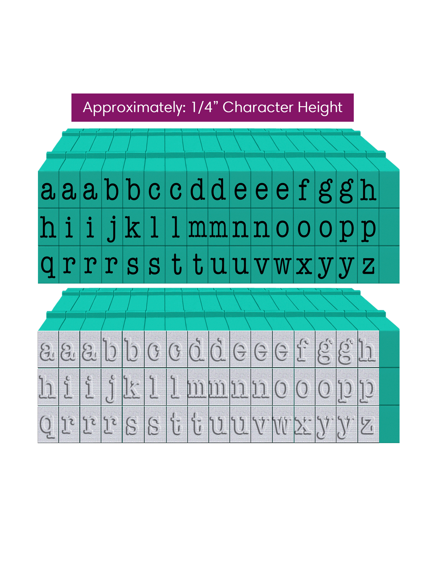 PEGZ 2.0 American Typewriter Font Attachable Stamps Lowercase 51 piece Medium Size