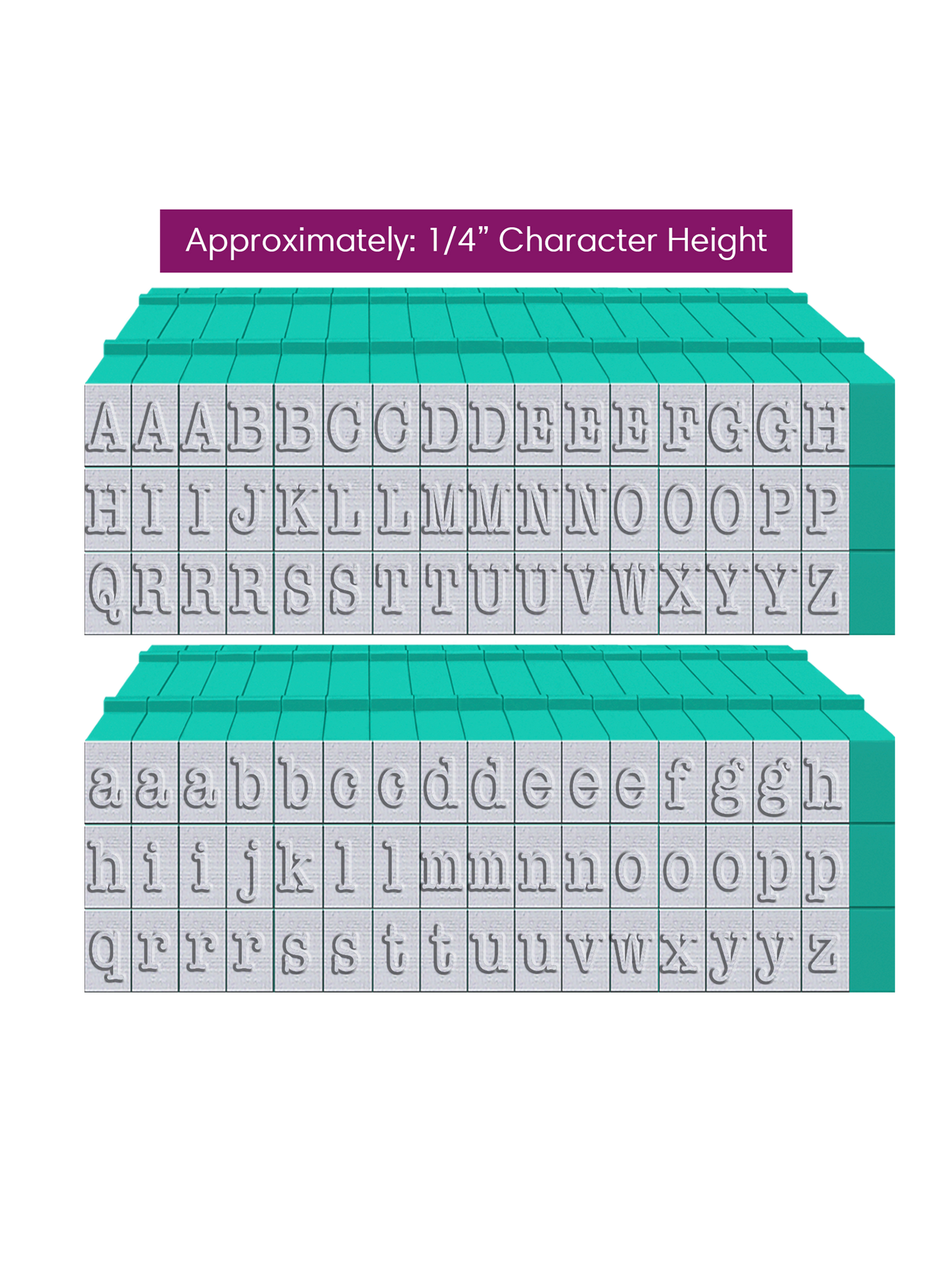 PEGZ 2.0 American Typewriter Font Attachable Stamps Uppercase & Lowercase 102 piece Medium Size