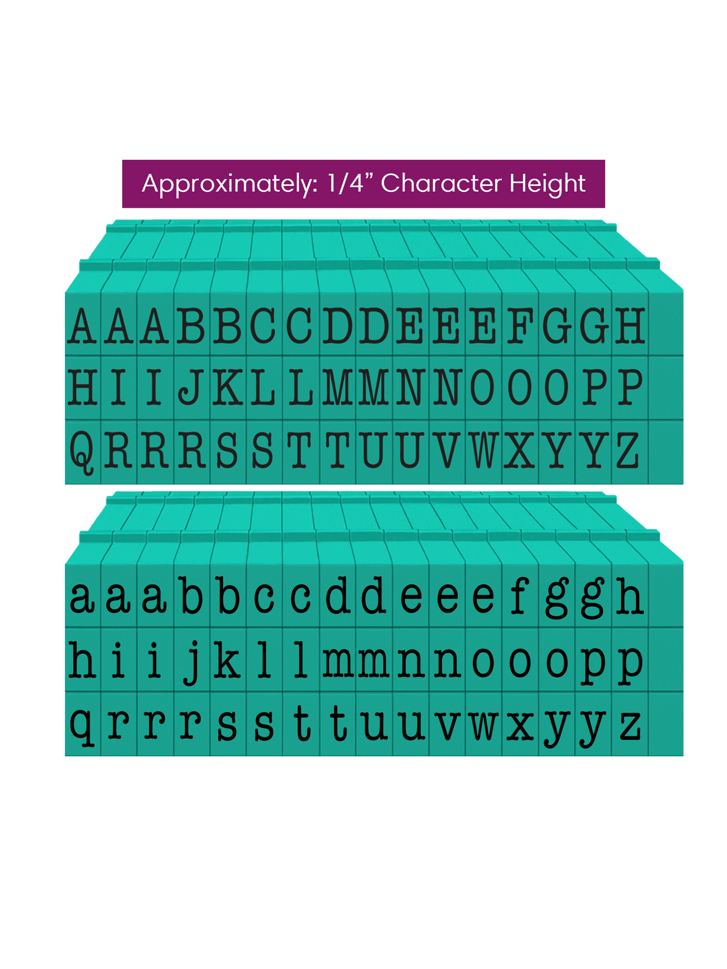 PEGZ 2.0 American Typewriter Font Attachable Stamps Uppercase & Lowercase 102 piece Medium Size