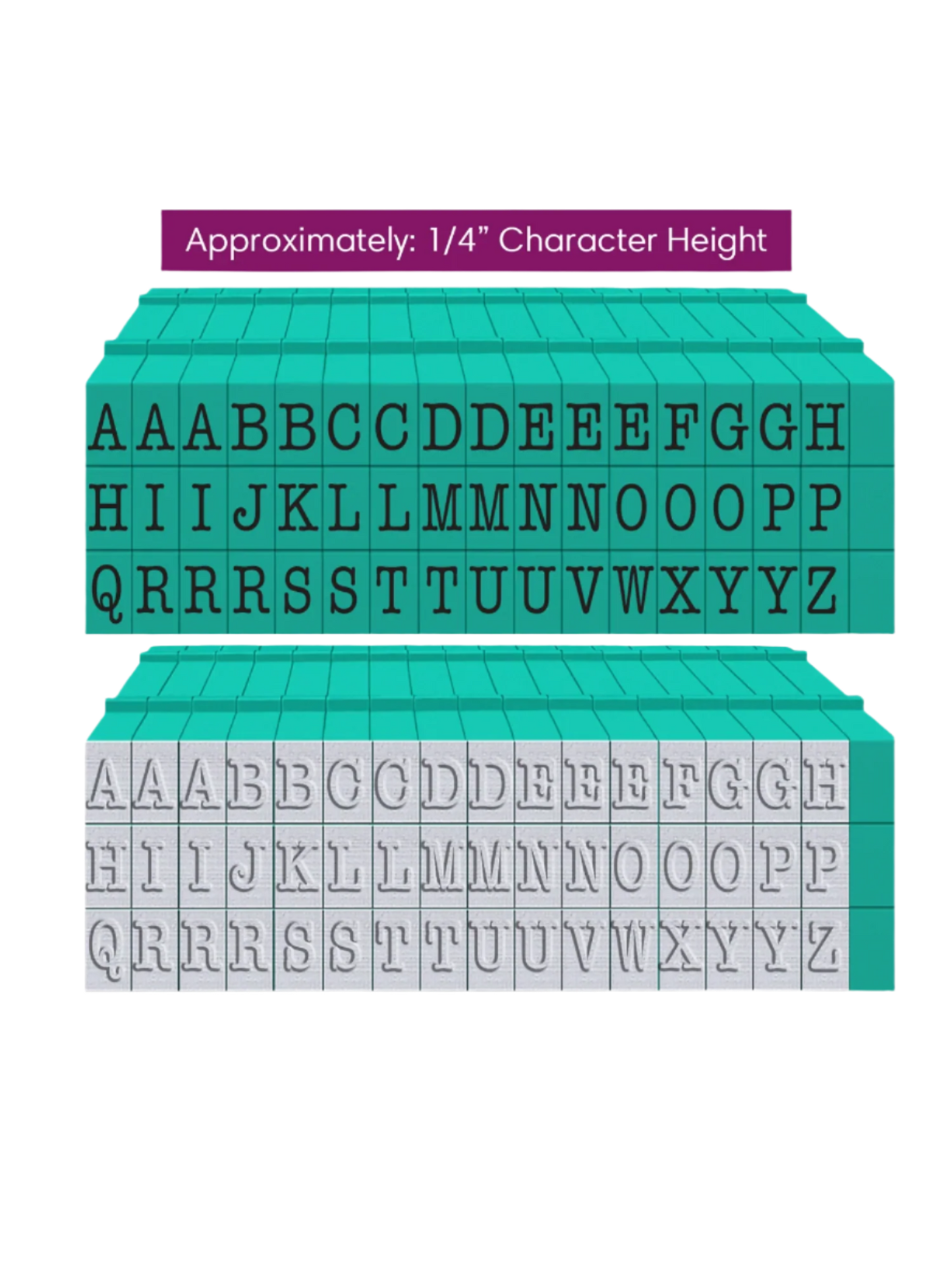 PEGZ 2.0 American Typewriter Font Attachable Stamps Uppercase 51 piece Medium Set with Organizer