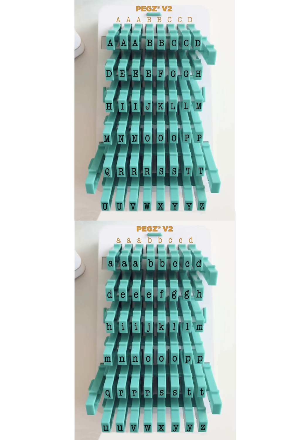 PEGZ 2.0 American Typewriter Font Attachable Stamps Uppercase, Lowercase, 102 piece Medium Size with Organizers