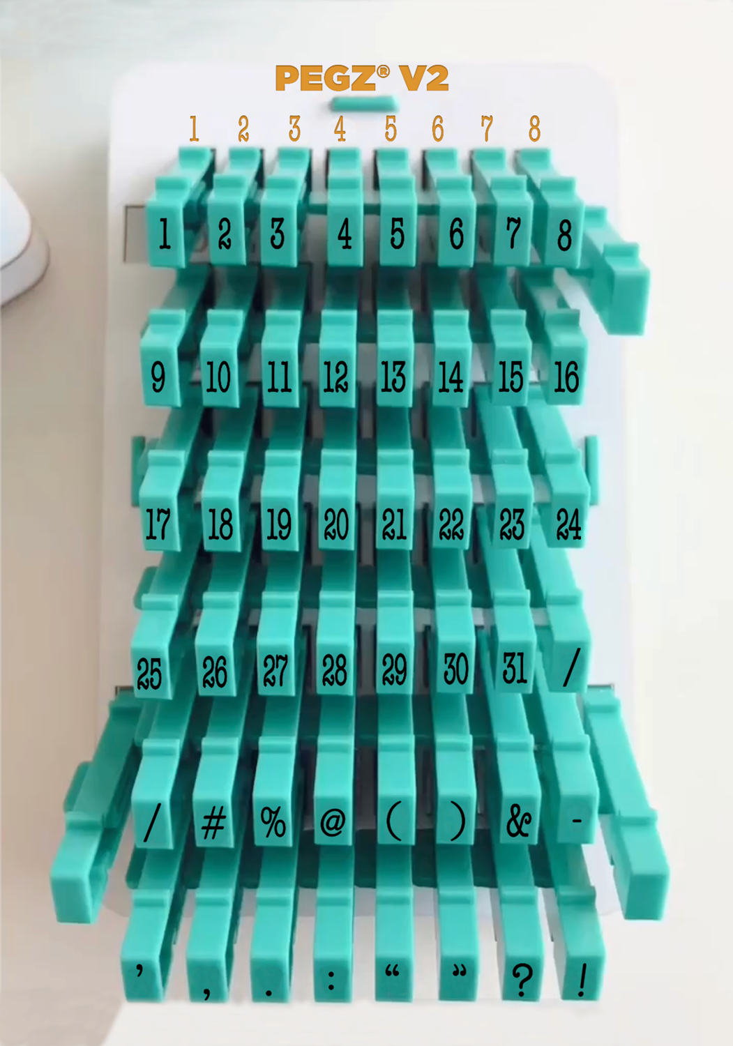 PEGZ 2.0 American Typewriter Font Attachable Stamps Numbers & Symbols 51 piece Medium Size with Organizer