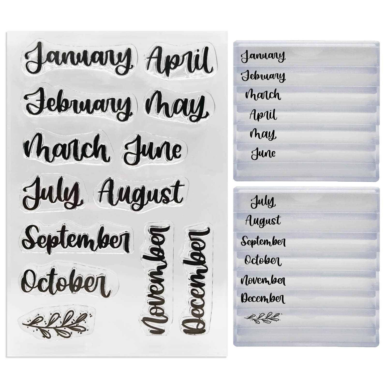 Rylee Autumn Months of the Year Clear Calligraphy Stamps with Stackabl –