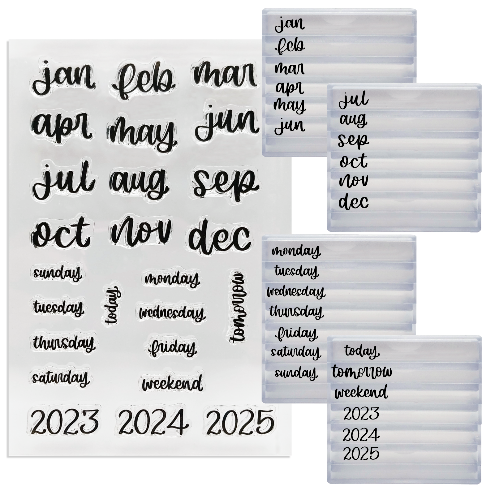 Rylee Autumn Months of the Year Clear Calligraphy Stamps with Stackabl –