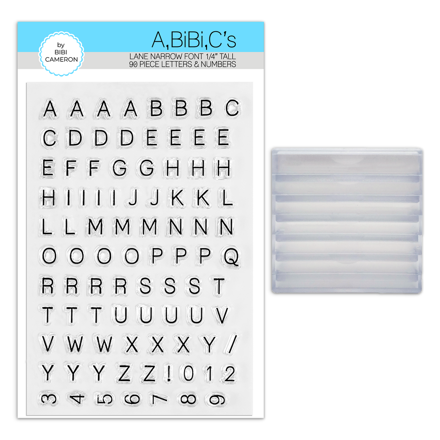 A,BiBi,C's Alphabet Stamps by Bibi Cameron (Lane Narrow Font with Stackable Blocks)