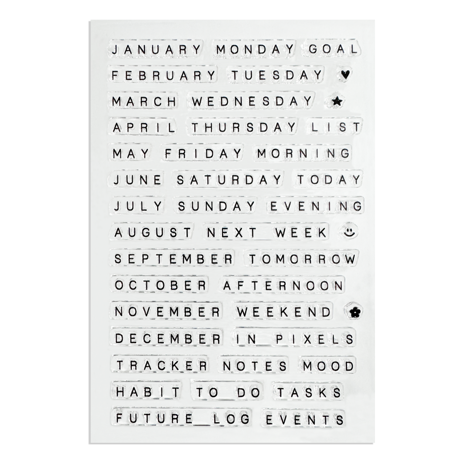 Dot Grid Journal Clear Stamps Set 1 (Sheet size 4" x 6") 1/8" (3mm) Character Height with Stackable Clear Blocks