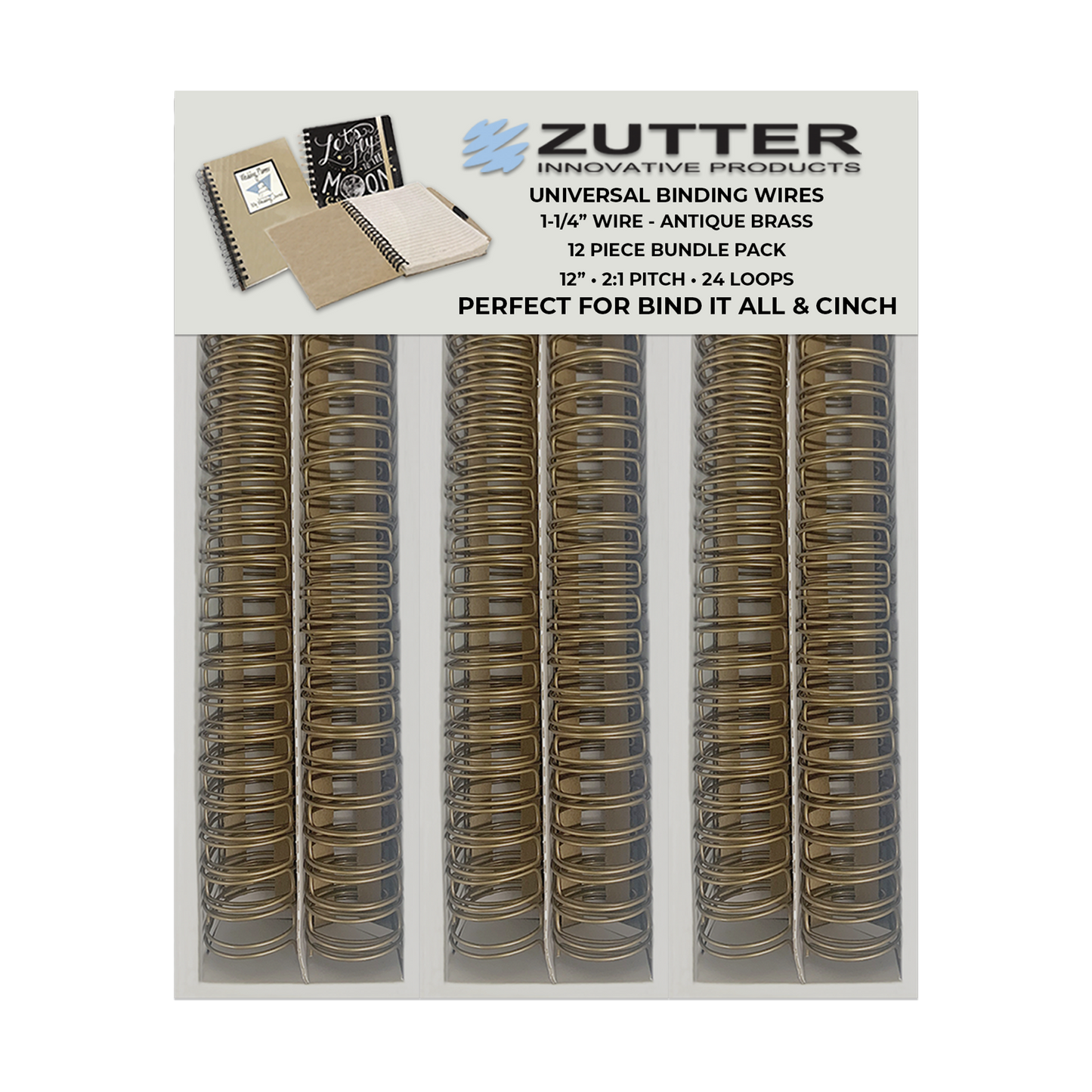 Zutter Antique Brass Owire 12" inch length with 24 loops (5 sizes available)