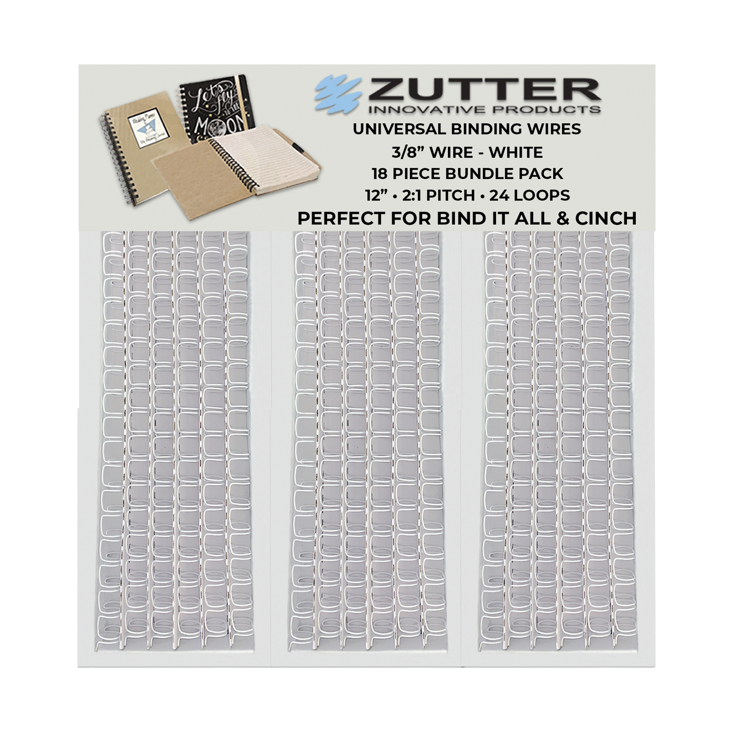 Zutter White Owire 12" inch length with 24 loops (5 sizes available)