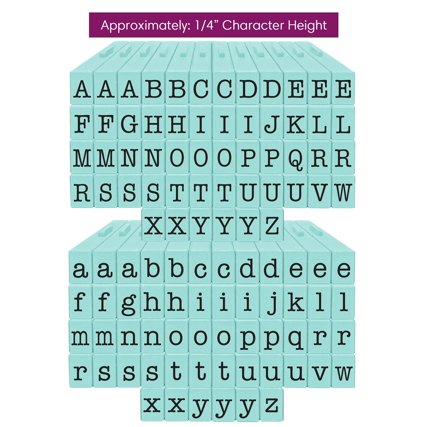 PEGZ Alphabet Stamps Clickable - Connectable American Typewriter Font Uppercase & Lowercase 108 pc Medium Size