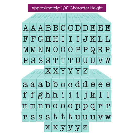 PEGZ Alphabet Stamps Clickable - Connectable American Typewriter Font Uppercase & Lowercase 108 pc Medium Size