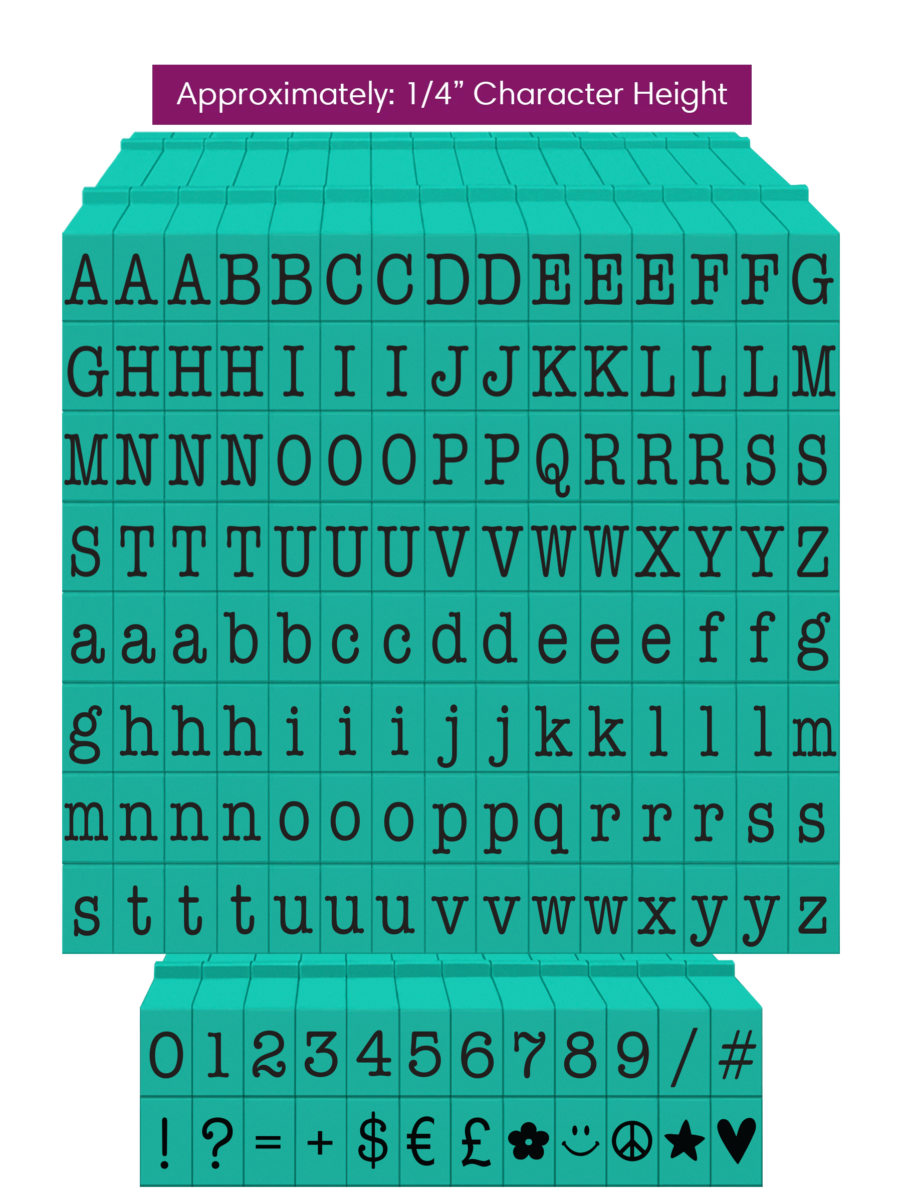PEGZ 2.0 American Typewriter Font Attachable Stamps 60 Uppercase, 60 L ...
