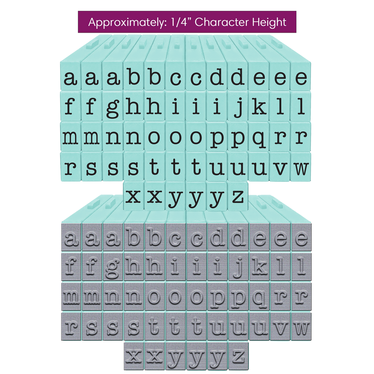 PEGZ Alphabet Stamps Clickable - Connectable American Typewriter Font Lowercase, 54 pc Medium Size
