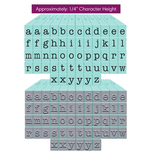 PEGZ Alphabet Stamps Clickable - Connectable American Typewriter Font Lowercase, 54 pc Medium Size