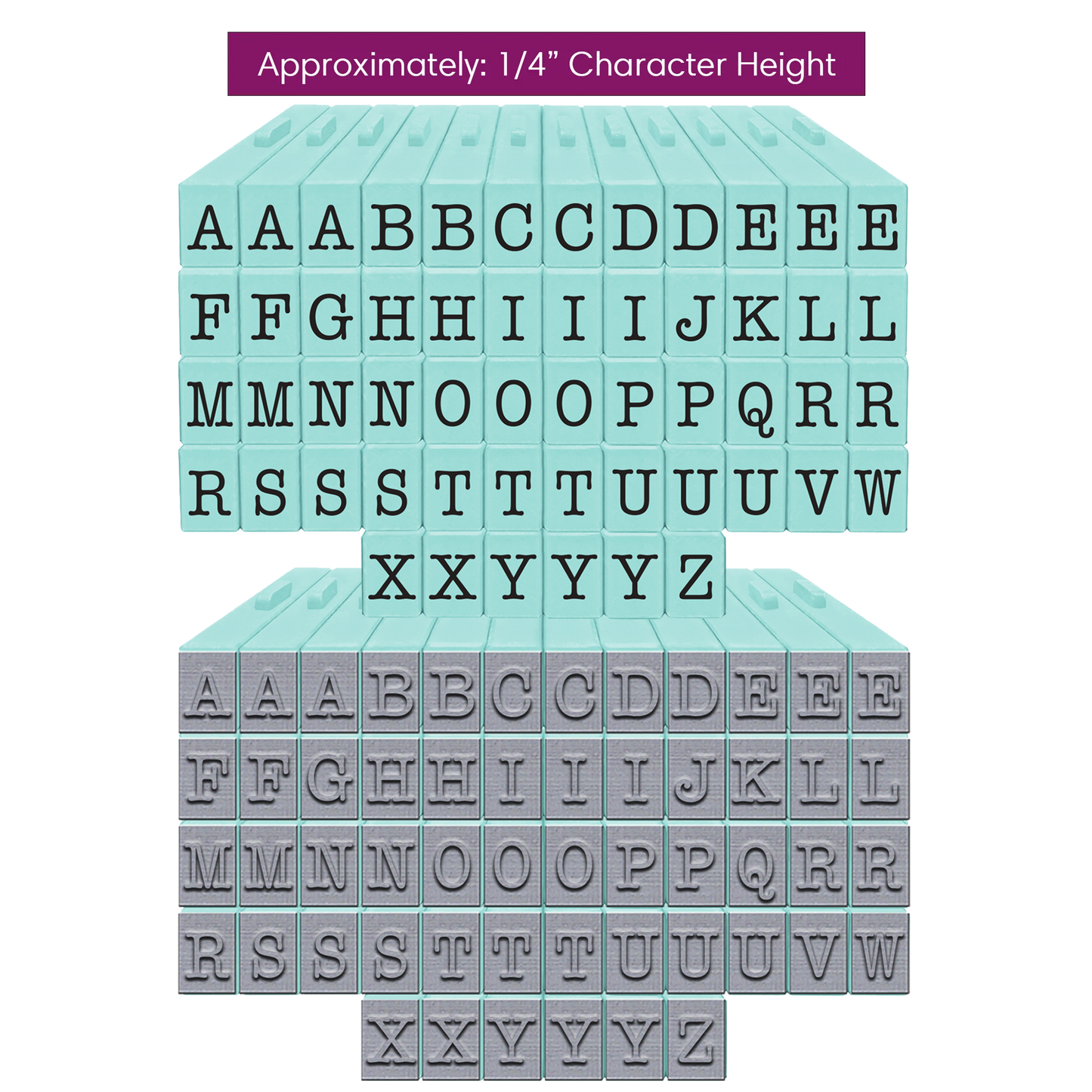 PEGZ Alphabet Stamps Clickable - Connectable American Typewriter Font Uppercase, 54 pc Medium Size