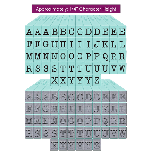 PEGZ Alphabet Stamps Clickable - Connectable American Typewriter Font Uppercase, 54 pc Medium Size