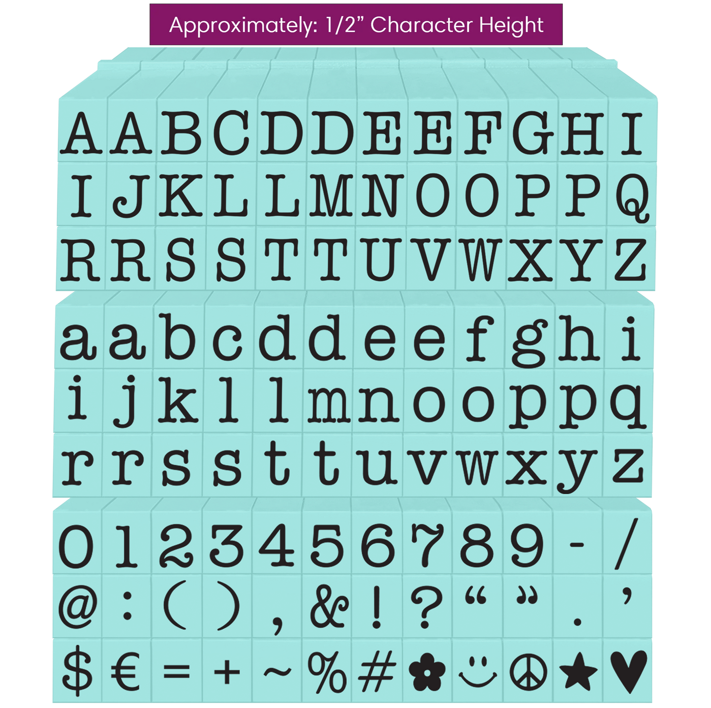 Pegz® Large Size 108-Piece American Typewriter Alphabet Bundle Connectable Stamp Set