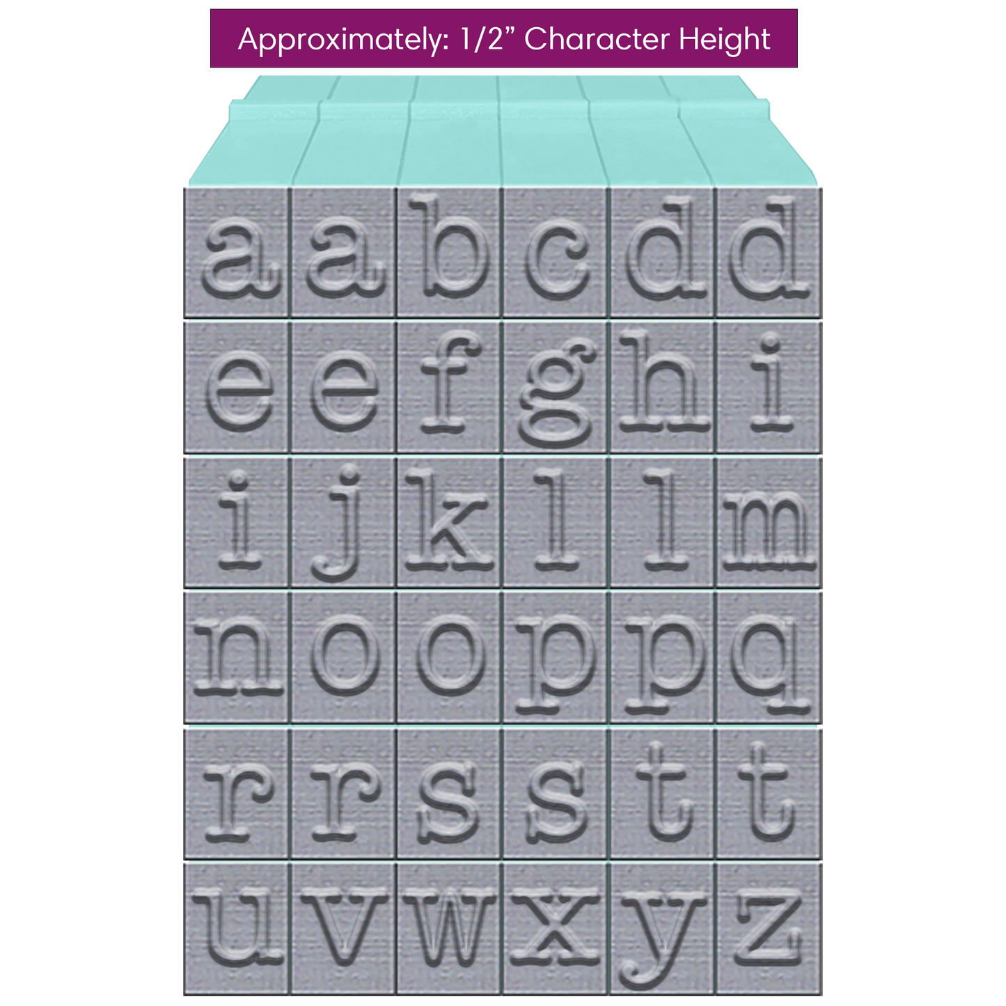 Pegz® Large Size 36-Piece American Typewriter Lowercase Alphabet Connectable Stamp Set