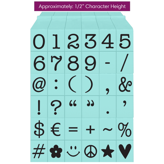 Pegz® Large Size 36-Piece American Typewriter Numbers & Symbols Connectable Stamp Set