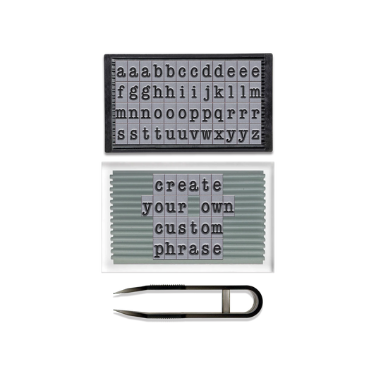 PEGZ Ribbed Alphabet Stamp Kit 1/4" American Typewriter Lowercase Font 50 Piece