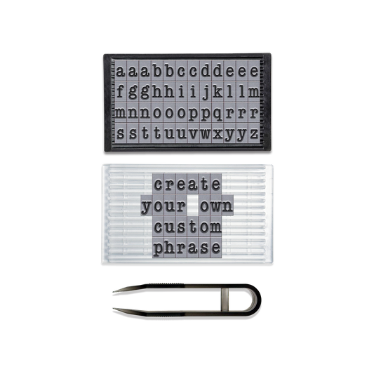 PEGZ Ribbed Alphabet Stamp Kit 1/4" American Typewriter Lowercase Font 50 Piece