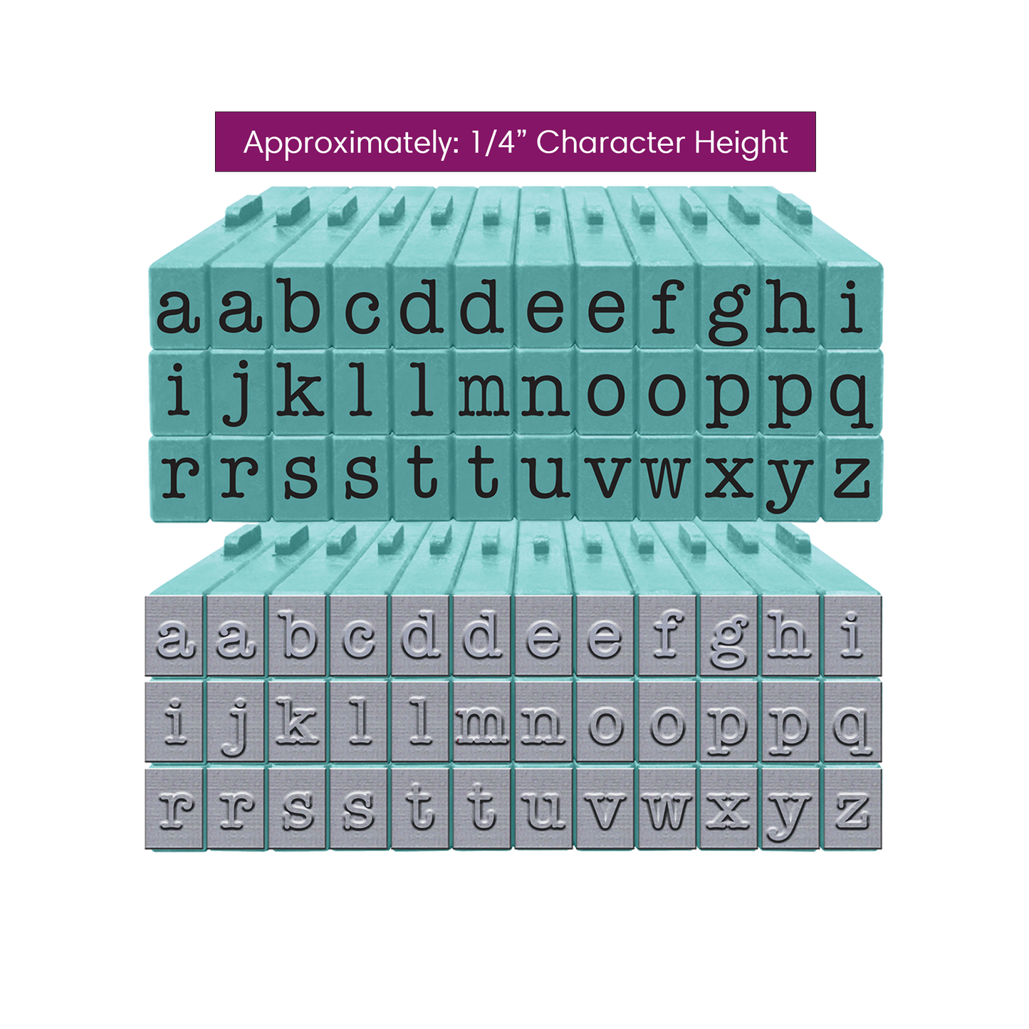 Pegz® Medium Size 36-Piece American Typewriter Lowercase Connectable Alphabet Stamp Set