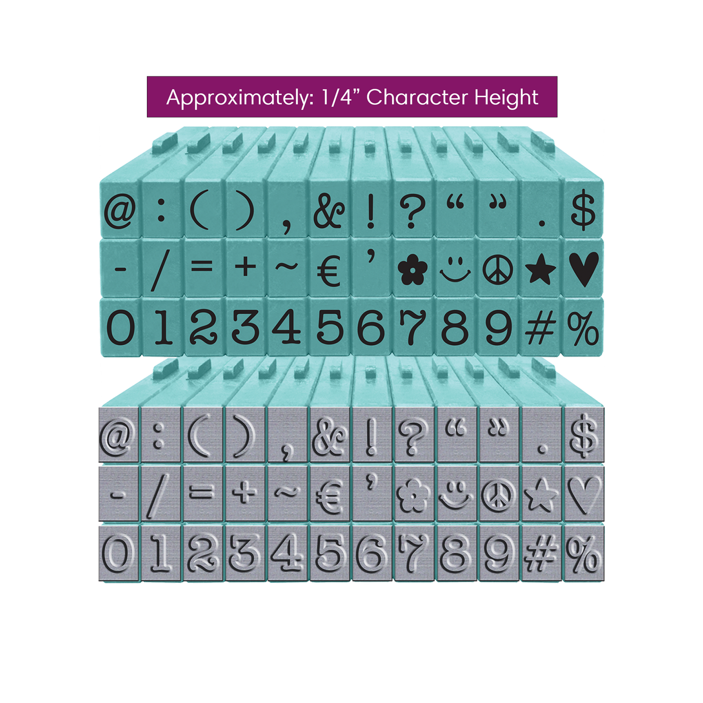 Pegz® Medium Size 36-Piece American Typewriter Numbers & Symbols Connectable Stamp Set