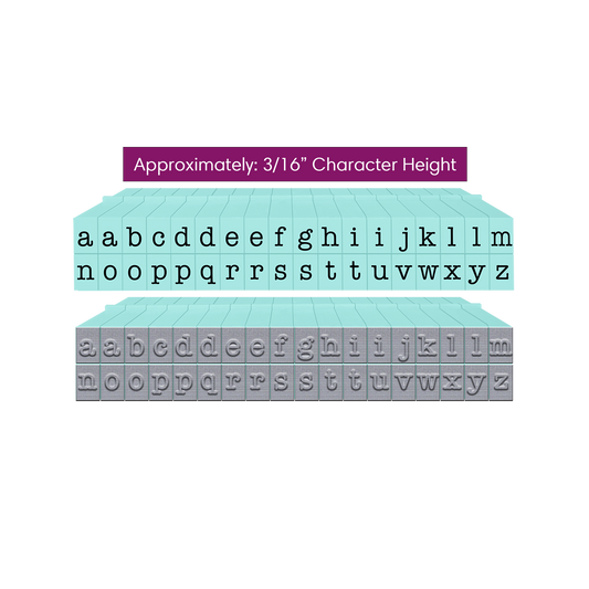 Pegz® Small Size 36-Piece American Typewriter Lowercase Connectable Alphabet Stamp Set