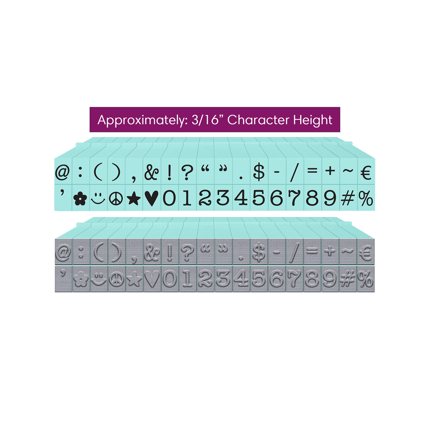 Pegz® Small Size 36-Piece American Typewriter Numbers & Symbols Connectable Stamp Set