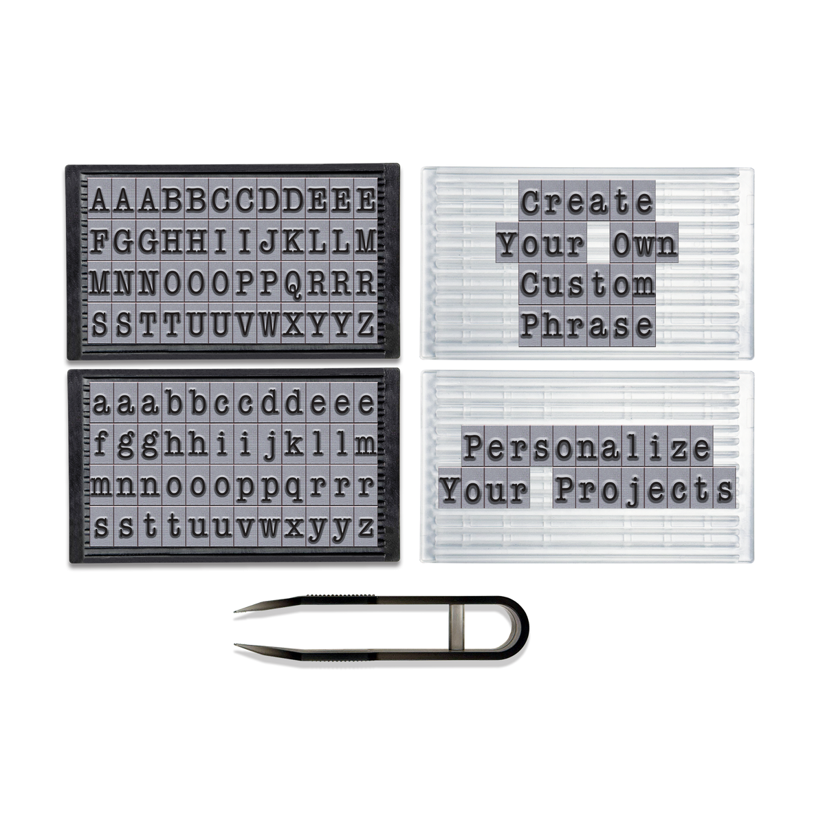 PEGZ Ribbed Alphabet Stamp Kit 1/4" American Typewriter Font 101 Pieces