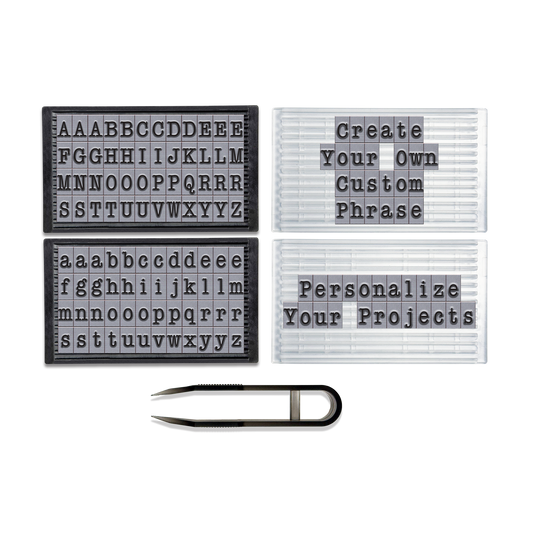 PEGZ Ribbed Alphabet Stamp Kit 1/4" American Typewriter Font 101 Pieces