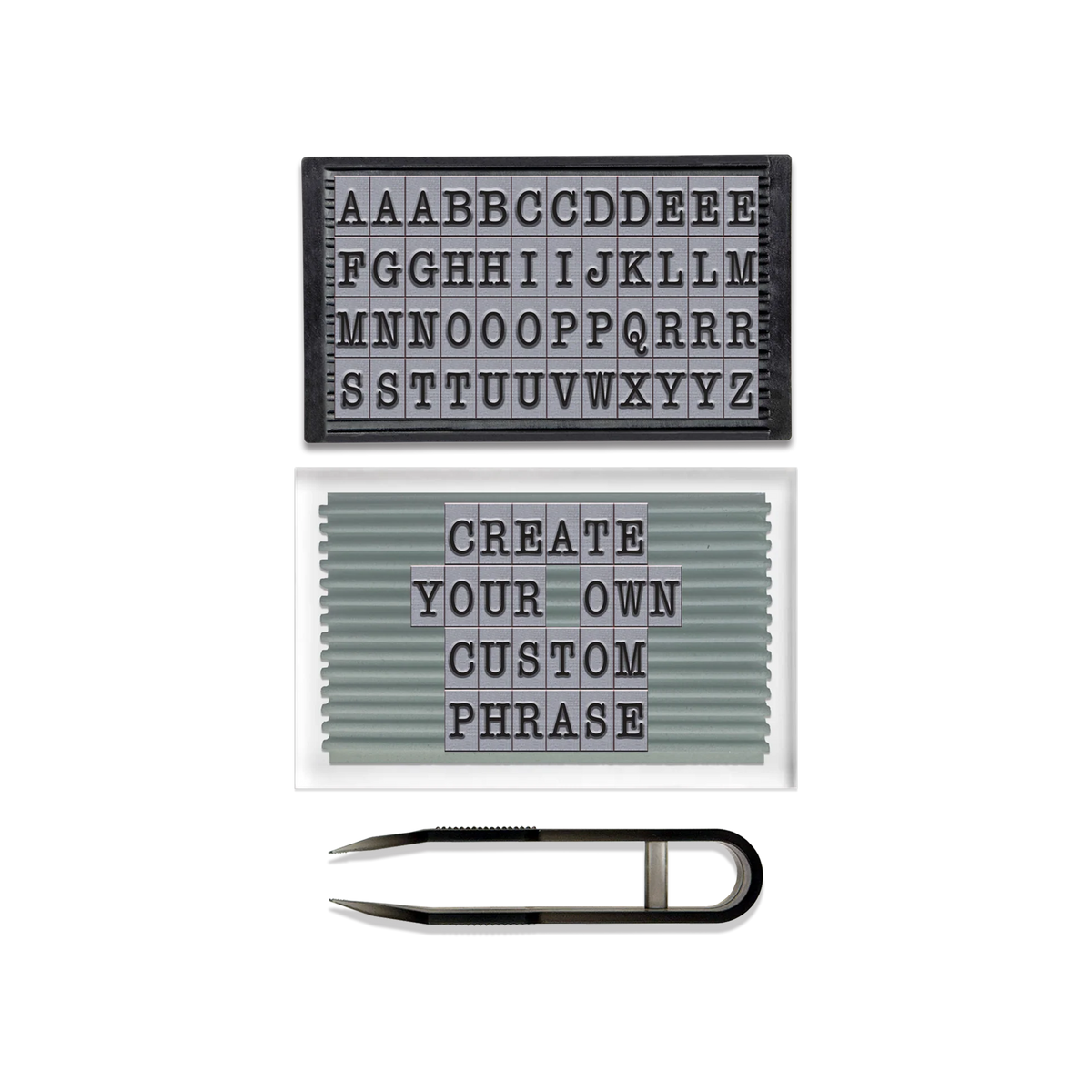 PEGZ Ribbed Alphabet Stamp Kit 1/4" American Typewriter Uppercase Font 50 Piece