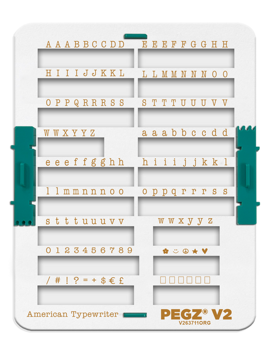 PEGZ 2.0 Organizer for American Typewriter Font Attachable Stamps 60 Uppercase, 60 Lowercase, 24 Numbers & Symbols 150 Piece Medium Size (PEGZ Stamps Not Included)
