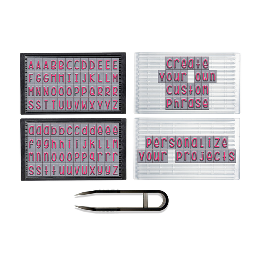 PEGZ Ribbed Alphabet Stamp Kit 1/4" Curvy Girl Font 101 Pieces
